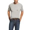Ariat Rebar Shirts: Men's 10019131 Heather Grey Workman Short Sleeve T-Shirt -Wrangler Shop 10019131 front
