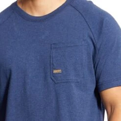 Ariat Rebar Shirt: Men's 10025378 Navy Heather Rebar Cotton Strong T-Shirt -Wrangler Shop 10025378 detail01