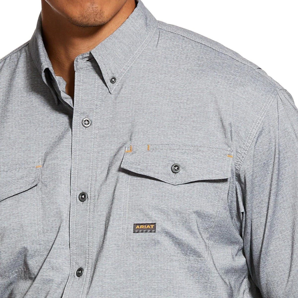 Ariat Rebar Shirts: Men's 10031024 Charcoal VentTEK DuraStretch Tough Work Shirt 5 Ariat Rebar Shirts: Men's 10031024 Charcoal VentTEK DuraStretch Tough Work Shirt - Image 3