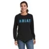 Ariat Rebar Shirts: Women's 10033084 Black Cotton Strong Long Sleeve Block T-Shirt -Wrangler Shop 10033084 front