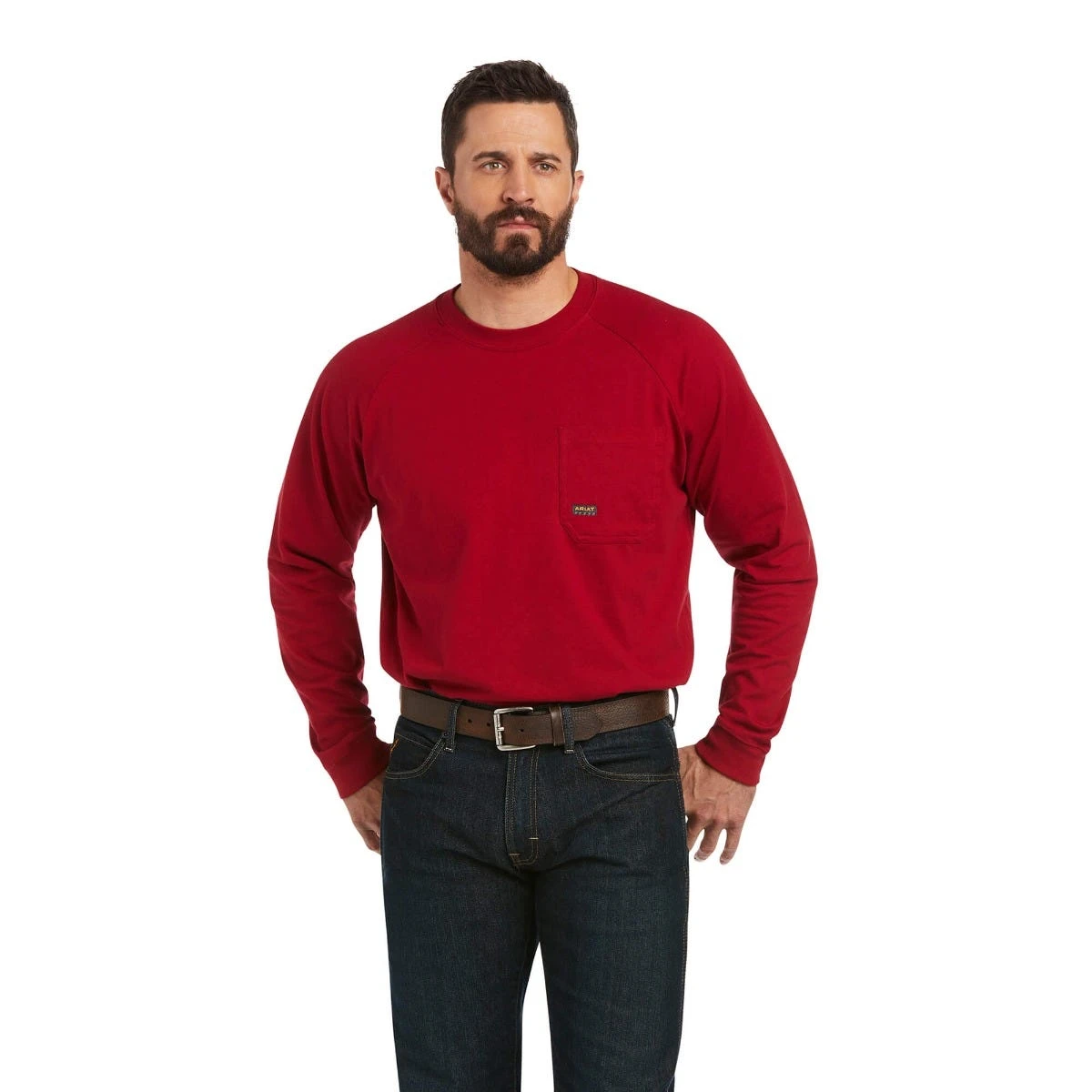 Ariat Rebar Shirts: Men's 10037655 Rio Red Cotton Strong Roughneck Graphic Long Sleeve T-Shirt 3 Ariat Rebar Shirts: Men's 10037655 Rio Red Cotton Strong Roughneck Graphic Long Sleeve T-Shirt