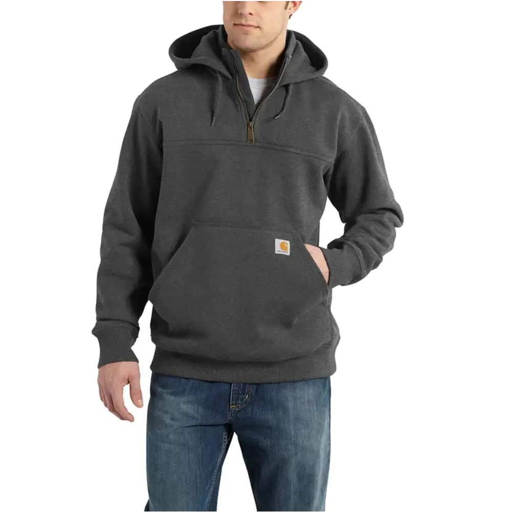 Carhartt Sweatshirts: Men's 100617 026 Carbon Heather Paxton Rain Defender Heavyweight Hooded Quarter-Zip Sweatshirt 3 Carhartt Sweatshirts: Men's 100617 026 Carbon Heather Paxton Rain Defender Heavyweight Hooded Quarter-Zip Sweatshirt
