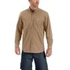 Carhartt Shirt Men's: 102538 253 Dark Khaki Long Sleeve Rugged Professional -Wrangler Shop 102538253