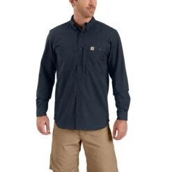 Carhartt Shirt Men's: 102538 412 Navy Long Sleeve Rugged Professional