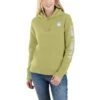 Carhartt Sweatshirts: Women's 102791 GB9 Green Olive Heather Graphic Clarksburg Pullover Hoodie -Wrangler Shop 102791 gb9 1edit