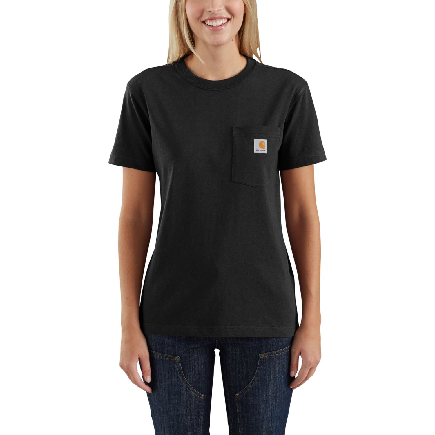 Carhartt Women's Shirt: WK87 103067 001 Black Short Sleeve Pocket Loose Fit Tshirt 3 Carhartt Women's Shirt: WK87 103067 001 Black Short Sleeve Pocket Loose Fit Tshirt