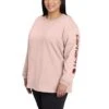 Carhartt Shirts: Women's 103401 P15 Ash Rose Loose Fit Heavyweight Long Sleeve Graphic T-Shirt -Wrangler Shop 103401 p15 wf21 b