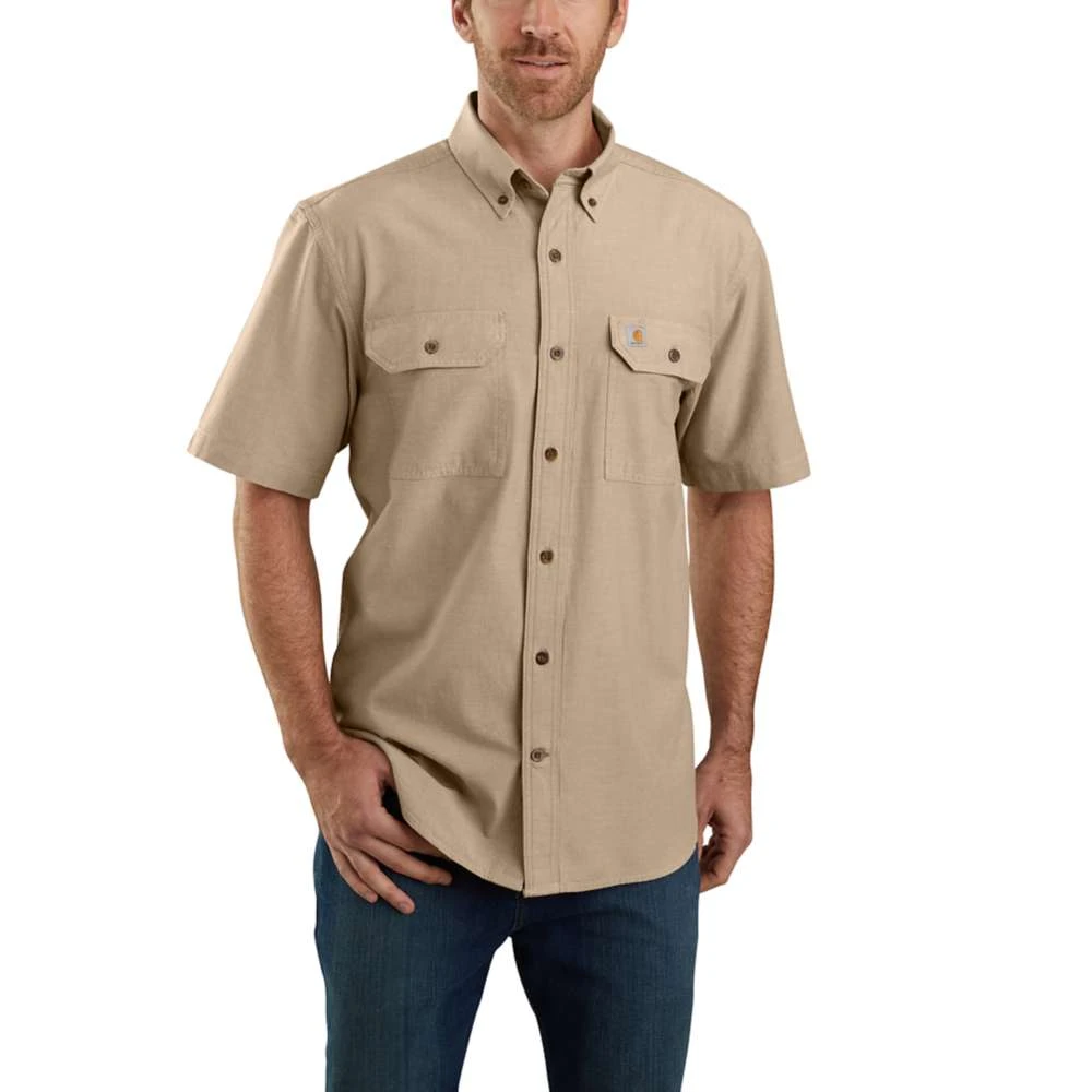 Carhartt Shirt: Men's 104369 256 Dark Tan Chambray Midweight Short Sleeve Button Down Shirt 3 Carhartt Shirt: Men's 104369 256 Dark Tan Chambray Midweight Short Sleeve Button Down Shirt