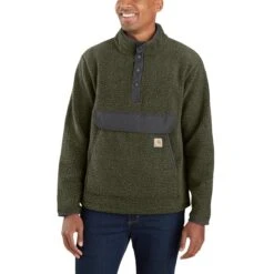 Carhartt Sweatshirts: Men's 104991 G73 Basil Heather Relaxed Fit Fleece Pullover Sweatshirt