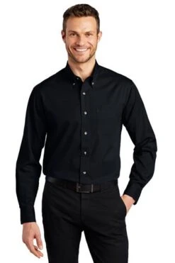 Port Authority Shirts: Men's S600T CNVY Classic Navy Button Down Long Sleeve Twill Shirt