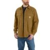 Carhartt Shirts: Men's 105419 B33 Oak Brown Rugged Flex Canvas Fleece-Lined Shirt Jacket -Wrangler Shop 105419 b33 mf22 b