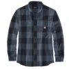 Carhartt Shirts: Men's 105432 I26 Navy Midweight Rugged Flex Relaxed Fit Flannel Shirt -Wrangler Shop 105432 i26 mf22 e