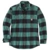 Carhartt Shirts: Men's 105432 L04 Slate Green Midweight Rugged Flex Relaxed Fit Flannel Shirt -Wrangler Shop 105432 l04 mf22 e 1