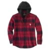 Carhartt Shirts: Men's 105621 R09 Oxblood Rugged Flex Flannel Fleece Lined Hooded Shirt Jacket -Wrangler Shop 105621 r09 mf22 e
