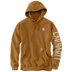 Carhartt Sweatshirts: Men's 105940 BRN Carhartt Brown Loose Fit Rain Defender C Graphic Logo Sweatshirt