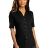 Port Authority Shirts: Women's LK682 BLK Black City Stretch Top -Wrangler Shop 10863 black 1 lk682blackmodelfront 337w