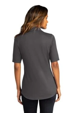 Port Authority Shirts: Women's LK682 GPH Graphite City Stretch Top -Wrangler Shop 10863 graphite 2 lk682graphitemodelback 337w