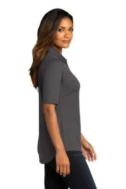 Port Authority Shirts: Women's LK682 GPH Graphite City Stretch Top -Wrangler Shop 10863 graphite 3 lk682graphitemodelside 337w