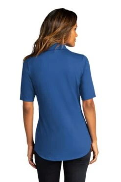 Port Authority Shirts: Women's LK682 TB True Blue Navy City Stretch Top -Wrangler Shop 10863 trueblue 2 lk682truebluemodelback 337w