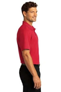 Port Authority Shirts: Men's K810 RRD Rich Red SuperPro React Polo Shirt -Wrangler Shop 10871 richred 3 k810richredmodelside 337w