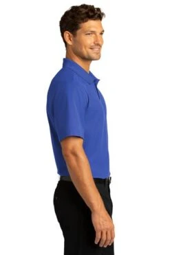 Port Authority Shirts: Men's K810 TRYL True Royal SuperPro React Polo Shirt -Wrangler Shop 10871 trueroyal 3 k810trueroyalmodelside 337w