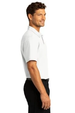 Port Authority Shirts: Men's K810 WHT White SuperPro React Polo Shirt -Wrangler Shop 10871 white 3 k810whitemodelside 337w