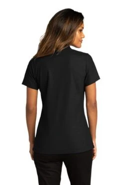 Port Authority Shirts: Women's LK810 DBK Deep Black SuperPro React Polo Shirt -Wrangler Shop 10874 deepblack 2 lk810deepblackmodelback 337w
