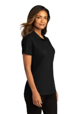 Port Authority Shirts: Women's LK810 DBK Deep Black SuperPro React Polo Shirt -Wrangler Shop 10874 deepblack 4 lk810deepblackmodel3q 337w