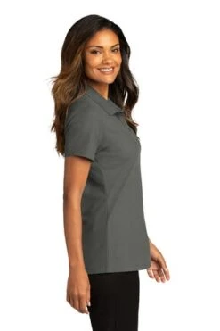 Port Authority Shirts: Women's LK810 SGY Storm Grey SuperPro React Polo Shirt -Wrangler Shop 10874 stormgrey 3 lk810stormgreymodelside 337w