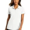 Port Authority Shirts: Women's LK810 WHT White SuperPro React Polo Shirt -Wrangler Shop 10874 white 1 lk810whitemodelfront 337w
