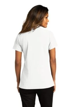 Port Authority Shirts: Women's LK810 WHT White SuperPro React Polo Shirt -Wrangler Shop 10874 white 2 lk810whitemodelback 337w