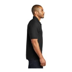 Port Authority Shirts: Men's K500P BLK Black Silk Touch Polo Pocket Shirt -Wrangler Shop 112 black 3 k500pblackmodelside3 337wedit