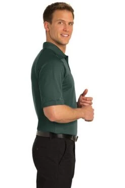 Port Authority Shirts: Men's K525 DGN Moisture-Wicking Dry Zone Dark Green Ottoman Polo Shirt -Wrangler Shop 1313 darkgreen 3 k525darkgreenmodelside2 337w