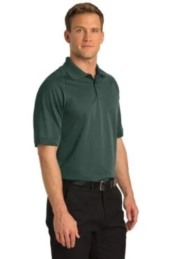 Port Authority Shirts: Men's K525 DGN Moisture-Wicking Dry Zone Dark Green Ottoman Polo Shirt -Wrangler Shop 1313 darkgreen 4 k525darkgreenmodel3q2 337w