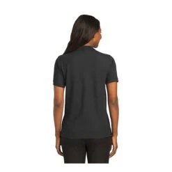 Port Authority Shirts: Women's L500 BLK Black Ladies Silk Touch Polo Shirt -Wrangler Shop 1407 black 2 l500blackmodelback2 337wedit