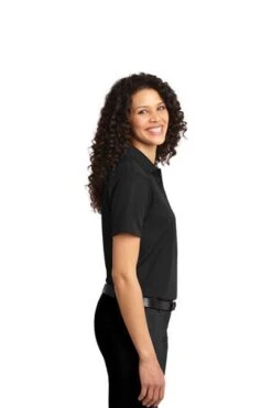 Port Authority Shirts: Women's L525 BLK Black Dry Zone Ottoman Polo -Wrangler Shop 1485 black 3 l525blackmodelside 337w