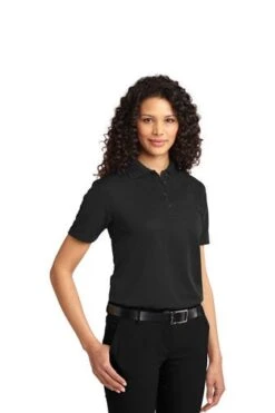 Port Authority Shirts: Women's L525 BLK Black Dry Zone Ottoman Polo -Wrangler Shop 1485 black 4 l525blackmodel3q 337w