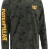CAT Apparel Shirts: Men's 1510034 11790 Night Camo Trademark Banner Long-Sleeve Tee Shirt