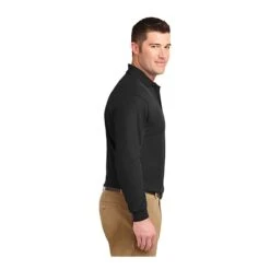 Port Authority Shirts: Men's K500LS BLK Black Long Sleeve Silk Touch Sport Shirt -Wrangler Shop 1557 black 3 k500lsblackmodelside1 337wedit