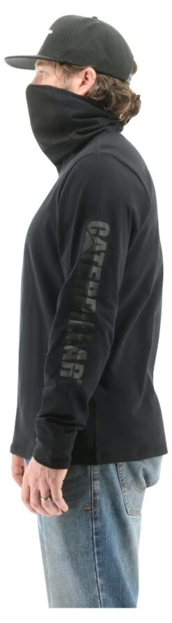 Cat Apparel: Men's 2511780 10121 Pitch Black Long Sleeve Viraloff Gaiter Tee -Wrangler Shop 2511780 10121