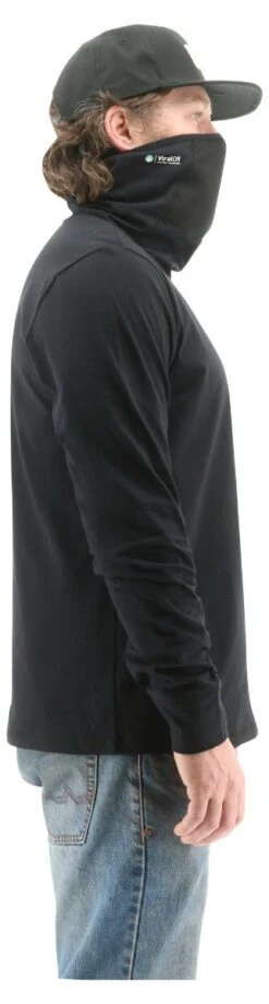Cat Apparel: Men's 2511780 10121 Pitch Black Long Sleeve Viraloff Gaiter Tee -Wrangler Shop 2511780 10121 3