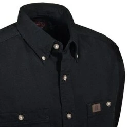 Wrangler Riggs Shirts: Men's Black 3W501 BK Long Sleeve Cotton Twill Work Shirt