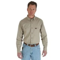 Wrangler Riggs Shirts: Men's Khaki 3W501 KH Cotton Twill Long Sleeve Work Shirt 8 Wrangler Riggs Shirts: Men's Khaki 3W501 KH Cotton Twill Long Sleeve Work Shirt -Wrangler Shop 3w501kh bf01 swff prd