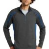 Sport-TeK Sweatshirts: Men's ST851 CGTR Charcoal Grey True Royal Stretch 1/2-Zip Colorblock Pullover 2 Sport-TeK Sweatshirts: Men's ST851 CGTR Charcoal Grey True Royal Stretch 1/2-Zip Colorblock Pullover -Wrangler Shop 5496 chgytrry 1 st851chgytrrymodelfront1 337w