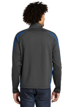 Sport-TeK Sweatshirts: Men's ST851 CGTR Charcoal Grey True Royal Stretch 1/2-Zip Colorblock Pullover 9 Sport-TeK Sweatshirts: Men's ST851 CGTR Charcoal Grey True Royal Stretch 1/2-Zip Colorblock Pullover -Wrangler Shop 5496 chgytrry 2 st851chgytrrymodelback1 337w