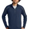 Sport-TeK Sweatshirts: Men's ST851 TNCG True Navy Charcoal Grey Stretch 1/2-Zip Colorblock Pullover 2 Sport-TeK Sweatshirts: Men's ST851 TNCG True Navy Charcoal Grey Stretch 1/2-Zip Colorblock Pullover -Wrangler Shop 5496 tnvchargy 1 st851tnvchargymodelfront1 337w