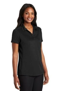 Port Authority Shirts: Women's L569 BLK Black Diamond Jacquard Ladies Polo -Wrangler Shop 6592 black 4 l569blackmodel3q2 337w