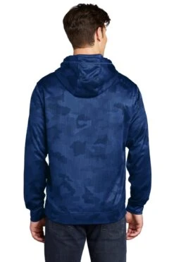 Sport-Teck Sweatshirts: Men's ST240 TR True Royal Sport-Wick CamoHex Fleece Hooded Pullover -Wrangler Shop 6647 trueroyal 2 st240trueroyalmodelback1 1200w