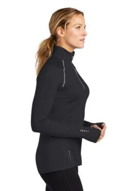 Ogio Shirts: Women's LOE335 BLK Blacktop Nexus 1/4-Zip Pullover 8 Ogio Shirts: Women's LOE335 BLK Blacktop Nexus 1/4-Zip Pullover -Wrangler Shop 6672 blacktop 3 loe335blacktopmodelside3 337w