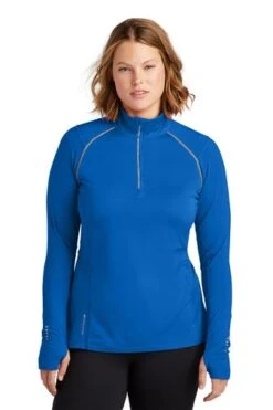 Ogio Shirts: Women's LOE335 EBL Electric Blue Nexus 1/4-Zip Pullover -Wrangler Shop 6672 elecblue 0 loe335elecbluemodelcurve4 337w